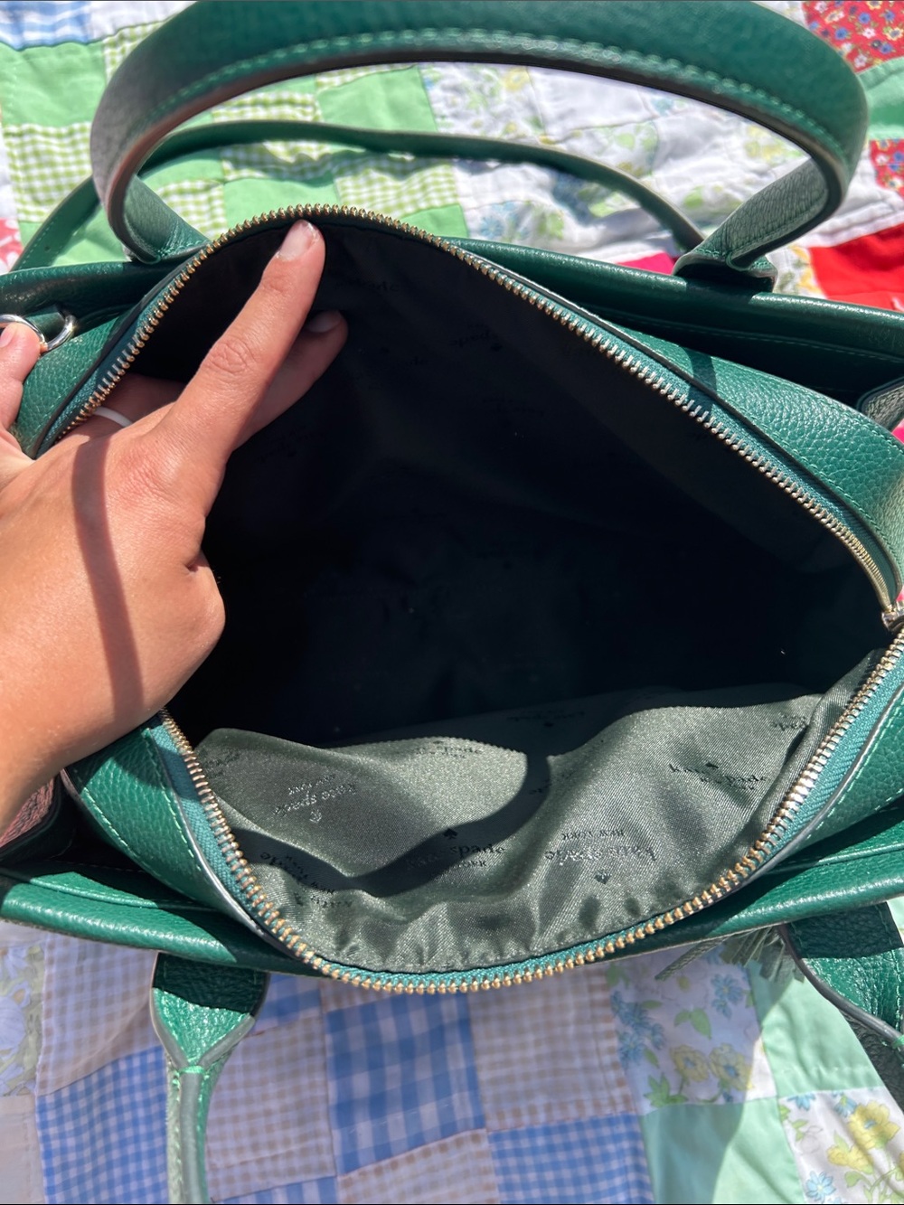 kate spade Dark Green Leather Satchel with Tassel - Picture 4 of 4